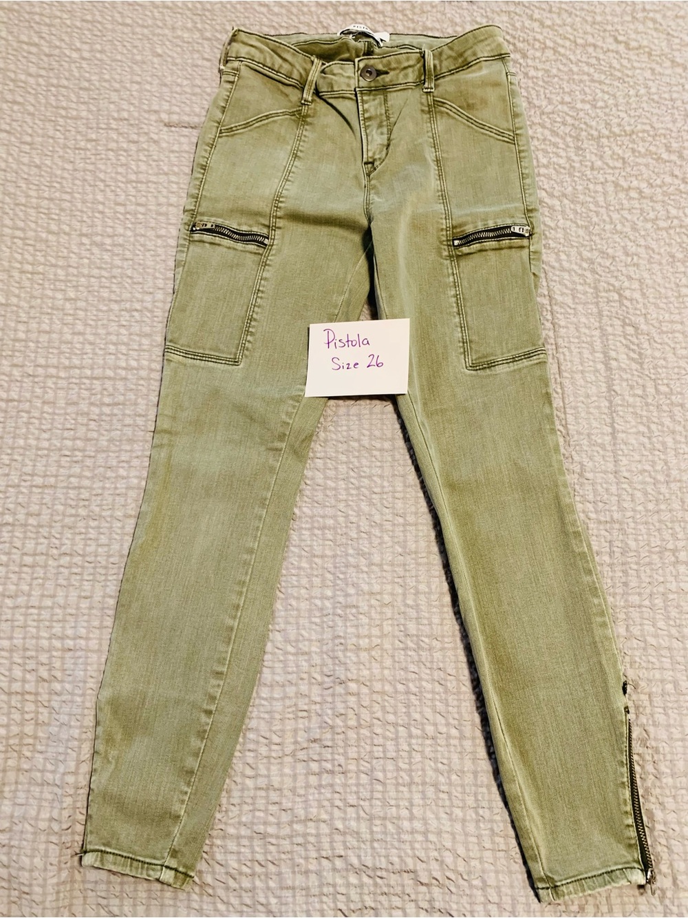 pistola Olive Green Skinny Cargo Jeans
